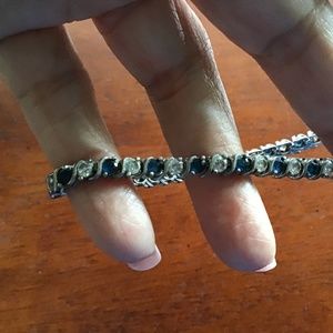 Silver Sapphire and Diamond Bracelet